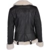 Women Biker Genuine Leather Jacket Side Zip with Sheepskin Collar Luxury